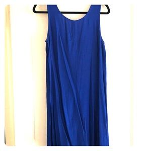 Blue silk Madewell dress button back